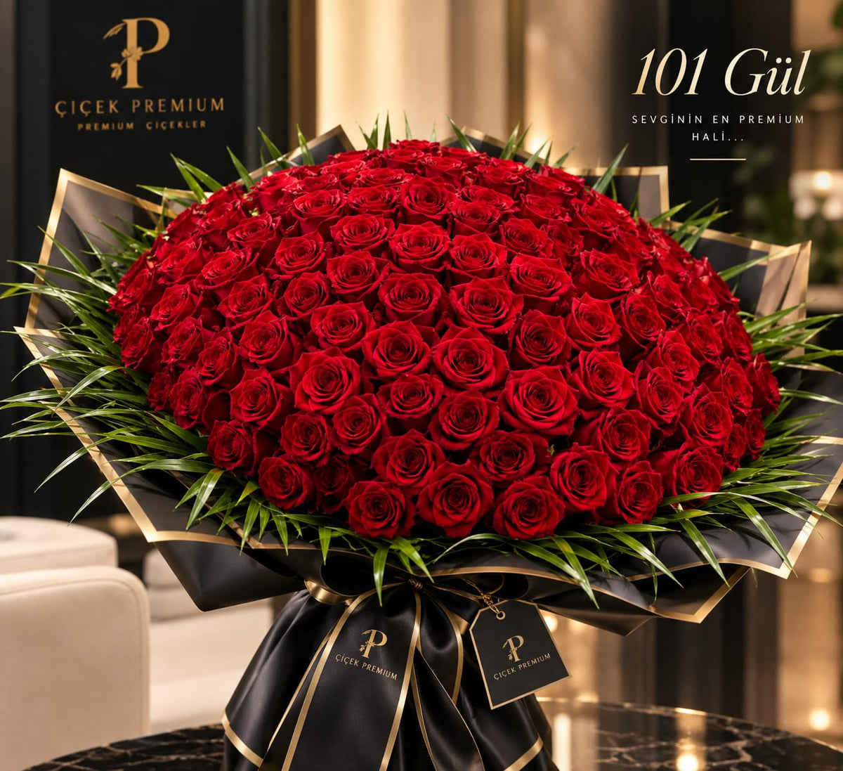 101 Adet Premium Kırmızı Gül Buketi